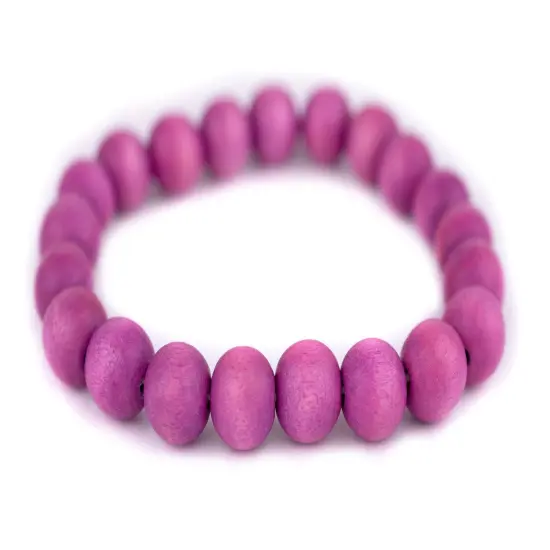 The Bead Chest Wood Stretch Bracelet, Magenta - Stackable Beaded Jewelry, Unisex for Men & Women {1}