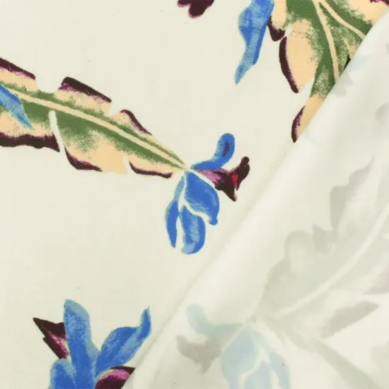 Ivory-Blue-Multi Floral Printed Stretch Nylon Tricot Knit Swimwear Fabric By the Yard {3}