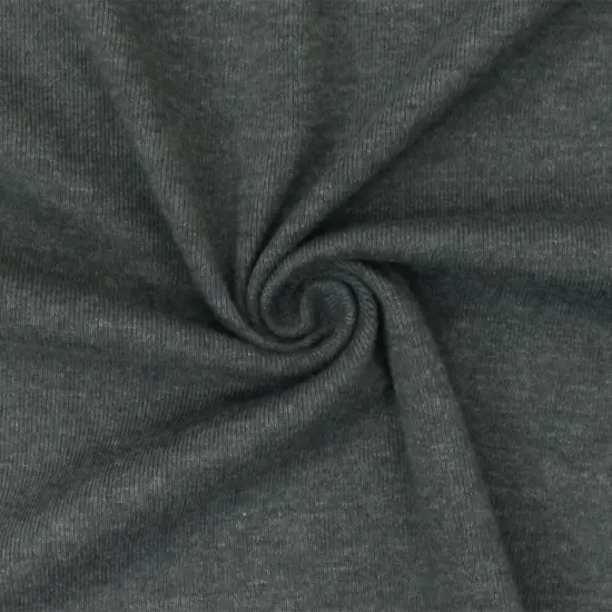 Heather Dark Gray Organic Cotton Poly Stretch Spandex Rib Knit Fabric By the Yard {3}
