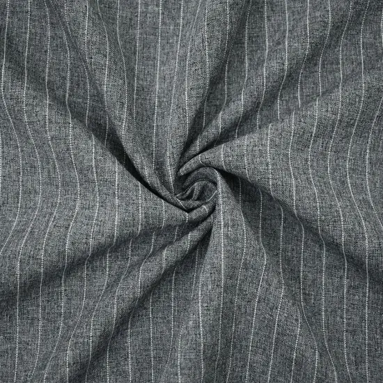 Gray-Black-White Poly Pinstripe Texture Shirting Woven Fabric By the Yard {3}