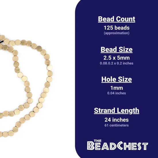 The Bead Chest Circular Disk Brass Beads (5mm) {4}