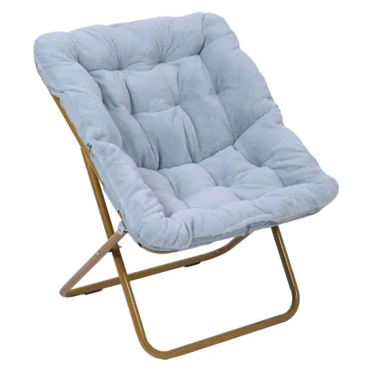 Emma and Oliver Aisling Oversized Folding Saucer Chair for Dorm, Bedroom AquaFabric/SoftGold {2}