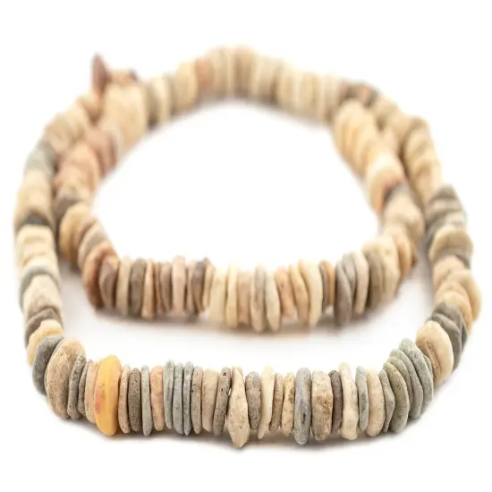 The Bead Chest Ancient Quartz Mali Stone Disk Beads 8-11mm African Brown Large Hole 25 Inch Strand Handmade {3}