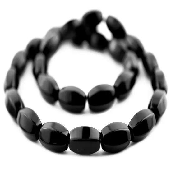 The Bead Chest Faceted Oval Onyx Beads (15x9mm) {3}