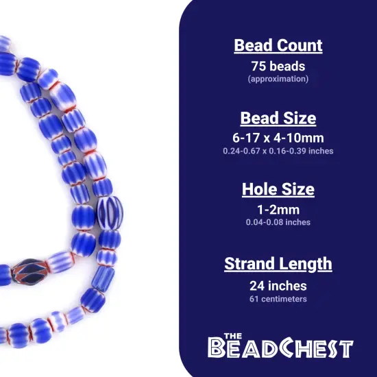The Bead Chest Light Blue Chevron Beads 5-10mm West Africa African Mixed Glass 24 Inch Strand Handmade {4}