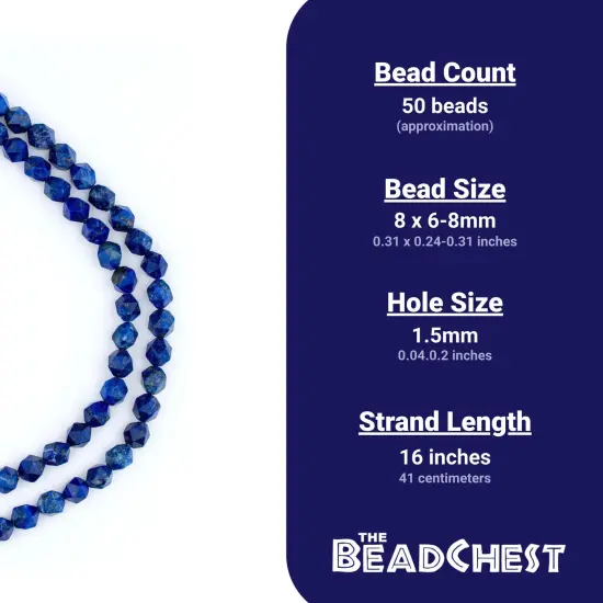 The Bead Chest Faceted Lapis Lazuli Beads (8mm) {4}