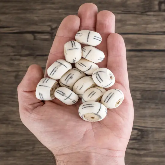 The Bead Chest Carved White Bone Beads - Full Strand of Fair Trade Artisanal African Beads (Tribal) {4}