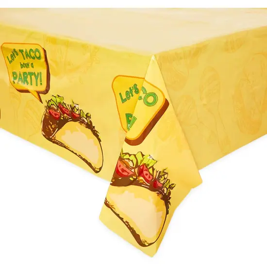 3 Pack Mexican Fiesta Tablecloth Plastic Table Cloth Cover Rectangular, Let&rsquo;s Taco Bout A Party Supplies Decor Decorations, 54 x 108 in. Yellow {4}