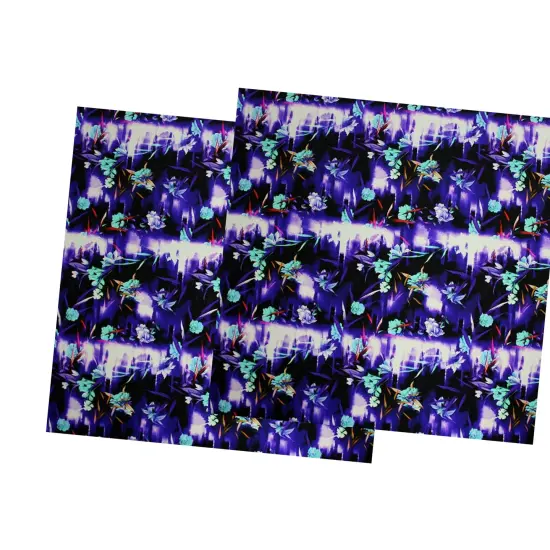 1 Yard Electric Blossoms Printed Spandex Fabric {4}