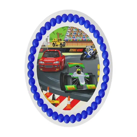 Race cars Edible Icing Sheet cake topper for 1/4 Sheet cake or larger {3}