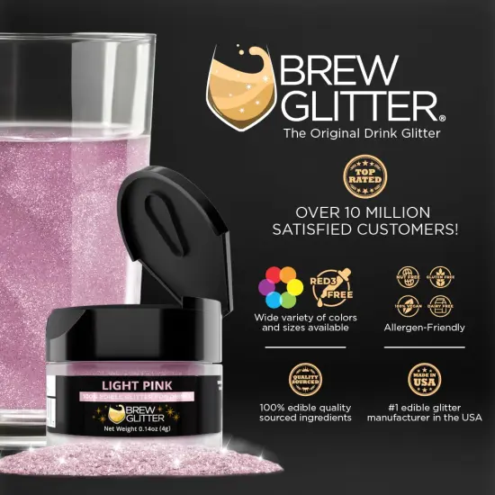 Brew Glitter - Light Pink Edible Drink Glitter (4g, x1 Flip-Cap Jar) for Beer, Cocktails and Beverages {2}