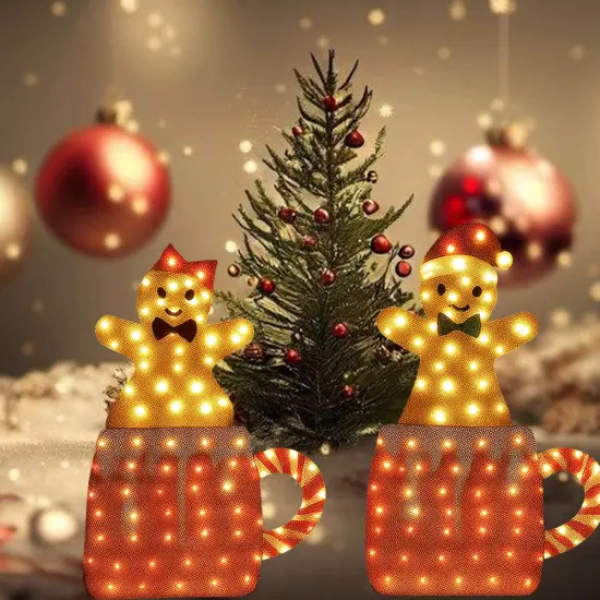 Holiday Gingerbread Decoration Set of Two Mantel or Entryway Display 40" & 42" Tall {2}