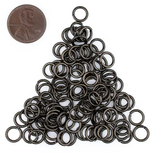 The Bead Chest Black 8mm Round Open Jump Rings, Pack of 100 {2}
