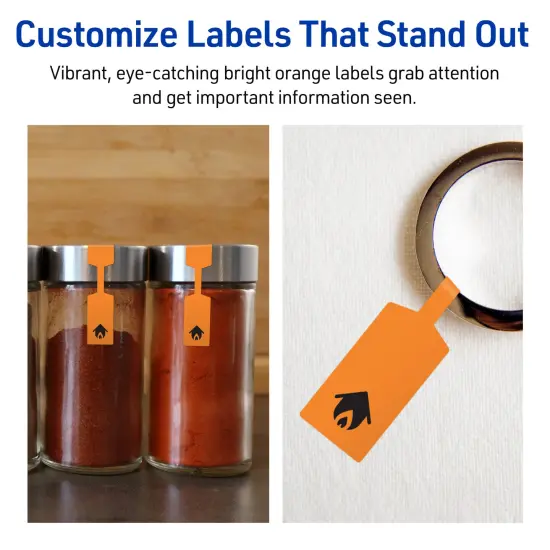 Avery Bright Orange Paper Labels, 0.5" x 2.5" Barbell {3}