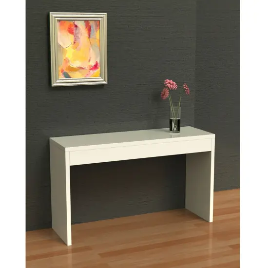 Modern Rectangular White MDF Wood Sofa Console Table with Straight Legs for Entryway Living Room {2}