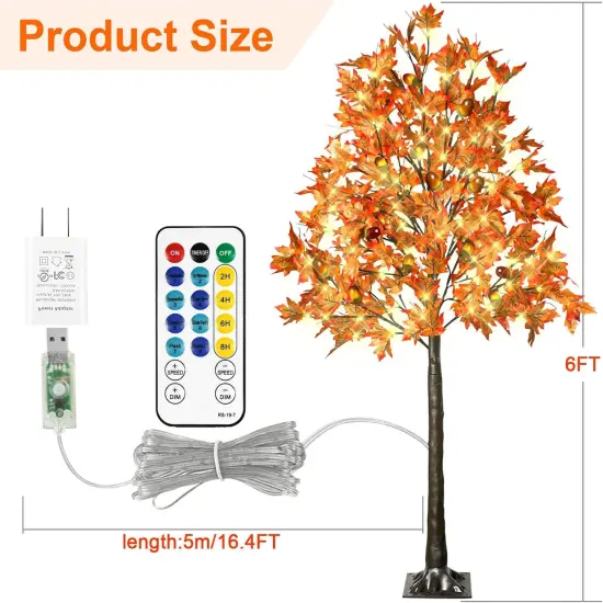 6FT 130 LED Fall Lighted Maple Tree - 8 Modes {3}