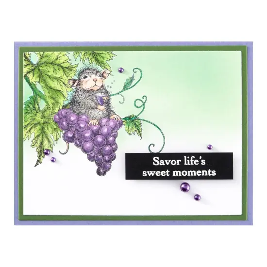 House Mouse Cling Rubber Stamp-Cheers, Sweet Moments {4}