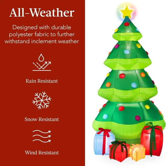 10ft Inflatable Christmas Tree Pre-Lit Outdoor Holiday D&eacute;cor with Color Changing Star and Easy Setup {4}