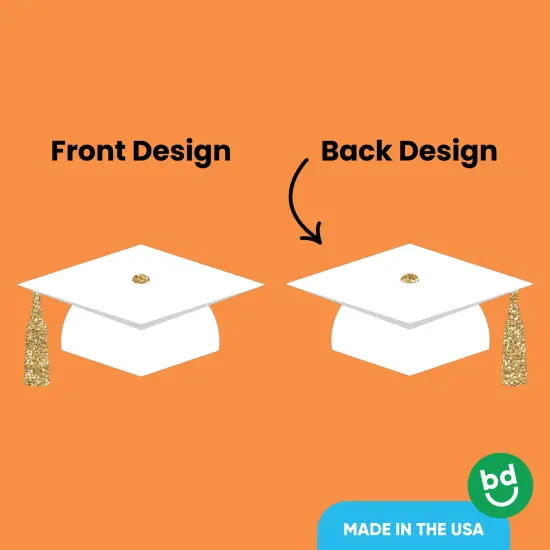 Big Dot of Happiness White and Gold Graduation Cap Decorations, DIY Large Grad Hat Cut-Outs, Double-Sided Grad Party Essentials - Set of 20 {7}