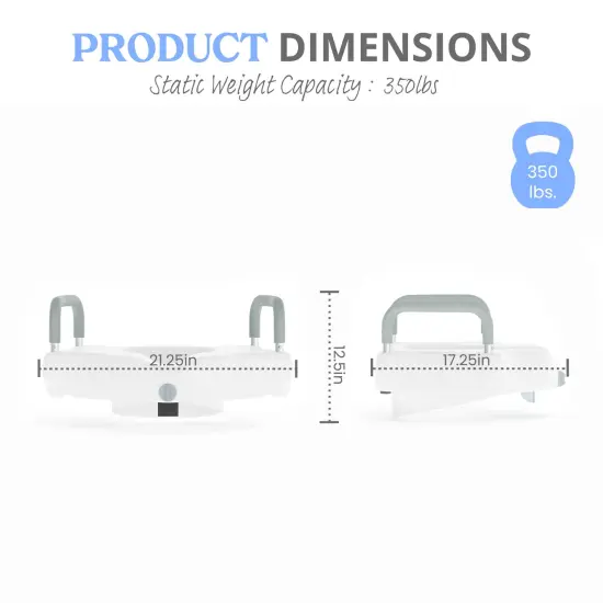 Emma and Oliver Ramsey Elevated Toilet Seat for the Elderly with Height Adjustable Foam Wrapped Handles and Locking Safety Mechanism White {6}