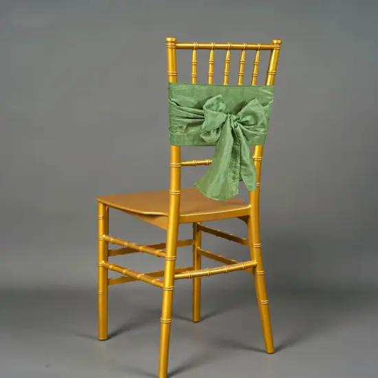 10 Pieces Clover Green Luxurious Crushed Taffeta Chair Bands, 9.5"x108" Event Sashes {3}