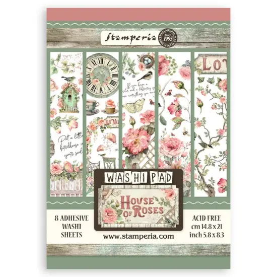 Stamperia A5 Washi Pad 8/Pkg-House of Roses {1}