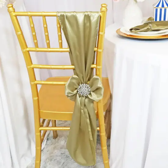 10 Pieces Cappuccino Satin Chair Sashes 8"x108" Elegant Wedding & Event Decor {2}