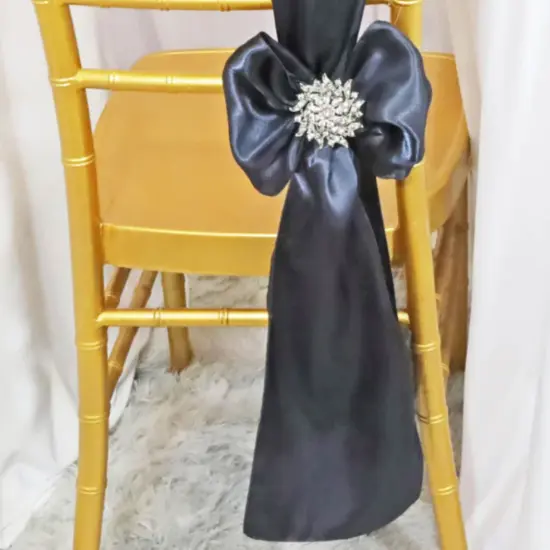 10 Pieces Pewter or Charcoal Satin Chair Bands, 8"x108" Elegant Event Wraps {4}