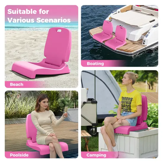 Foldable Outdoor Pool Chair with Handle and Back Support Pink {5}