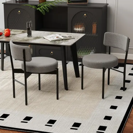 Dining Chair Set of 2 with Curved Backrest and Padded Seat for Comfort Grey {4}