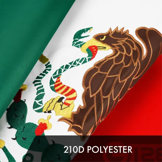 G128 3 Pack: Mexico Mexican Flag | 4x6 Ft | ToughWeave Series Embroidered 300D Polyester | Country Flag, Embroidered Design, Indoor/Outdoor, Brass Grommets {4}