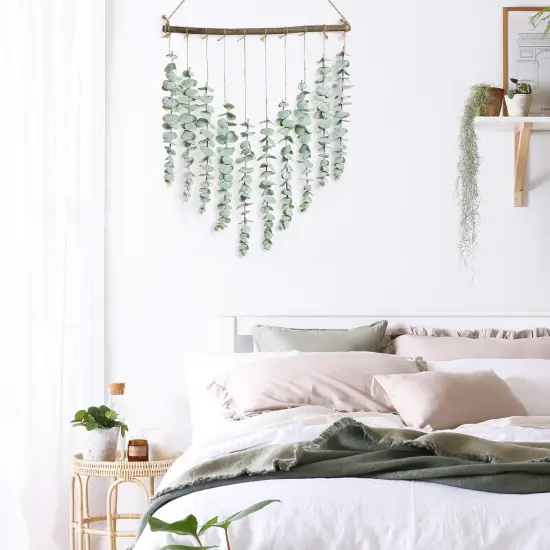 Bestjing Artificial Eucalyptus Wall Hanging Decor - Fake Eucalyptus Leaves Greenery Eucalyptus Vines Wall Hanging Plants - Farmhouse Rustic Boho Wall Decor for Bathroom Bedroom Livingroom Decorations {4}