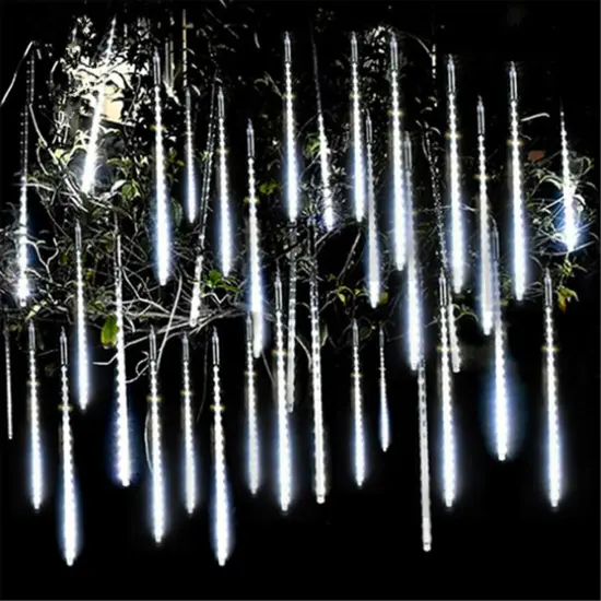 Twinkle Star Meteor Shower Lights Outdoor, 288 LED 8 Tubes Icicle Lights for Outside, Snow Falling Christmas Lights Outdoor, Raindrop Lights, Wedding Party Tree Holiday Xmas Decoration, White {2}