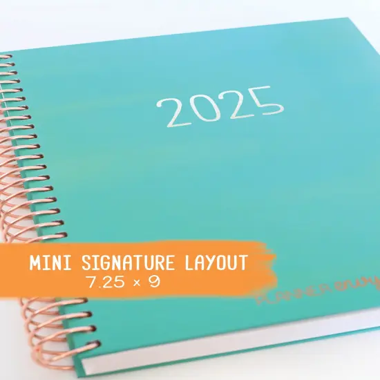 2025 Planner - Mini Signature Layout, Spiral Bound - "Teal Strokes" (#502) {1}