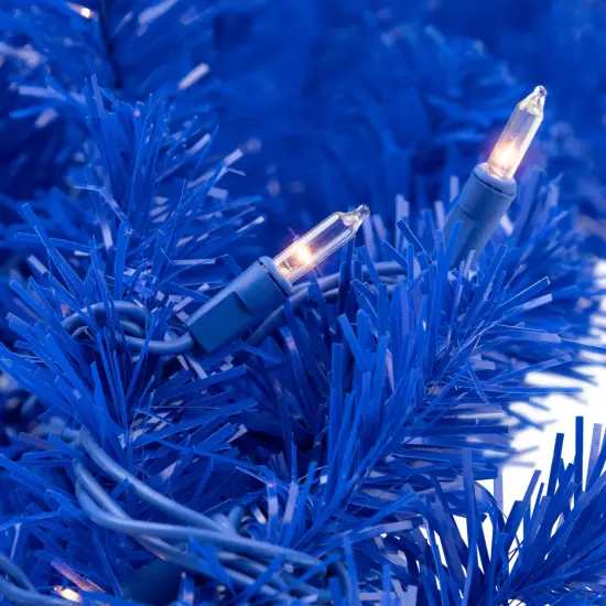 Northlight Pre-Lit Artificial Pine Christmas Garland - 9' - Royal Blue - Clear Lights {5}