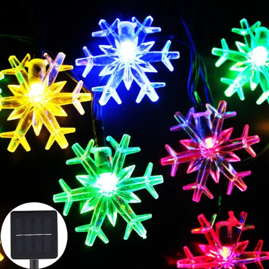 Inngree Solar Christmas Fairy String Lights 20 ft 30 LED 8 Modes Solar Snowflake Outdoor Waterproof Powered String Lights for Garden Patio Yard Home Christmas Tree Parties(Multicolor) {1}