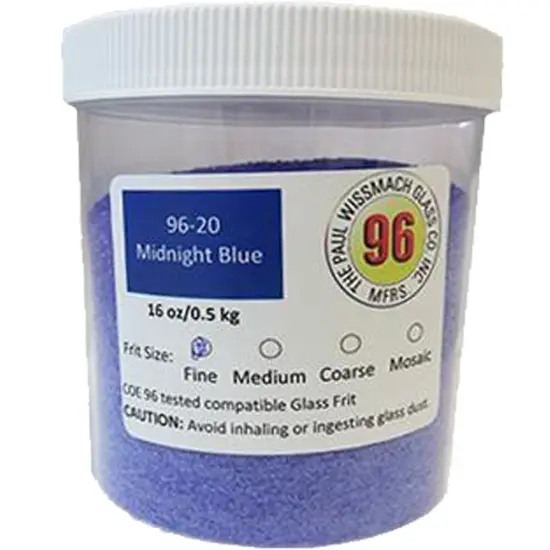 Wissmach Frit Fine Midnight Blue 96-20 1Lb. Jar 96 COE {2}