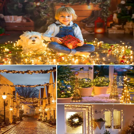 Minetom Solar String Lights for Outside - 40 FT 100 LED Christmas Solar String Lights with 8 Lighting Modes, IP65 Waterproof Solar Lights Outdoor, Solar Lights for Outside Tree Party Decor, Warm White {2}