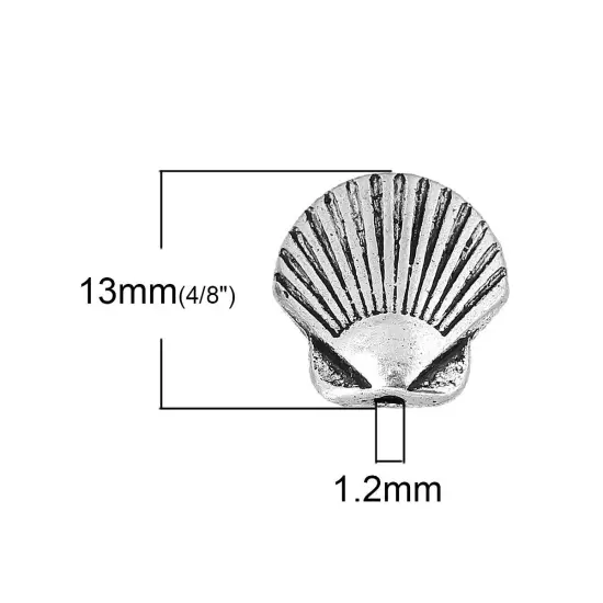 *25* 13mm Antique Silver Shell Beads {3}