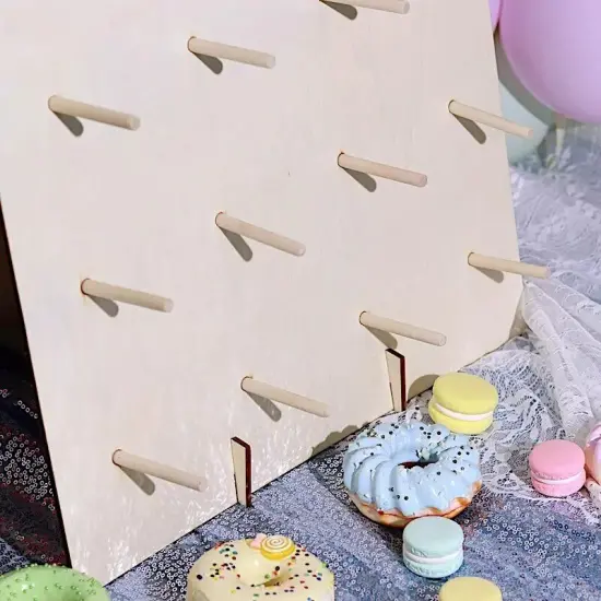 19" Natural Rectangle Wood Board Donut Wall DISPLAY STANDS Party Decorations {5}