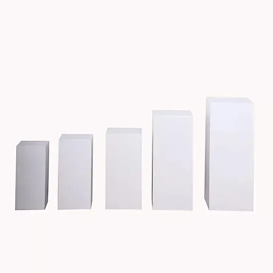 5 White Rectangle Metal DISPLAY STANDS Pedestal Riser Party Events Decorations {1}