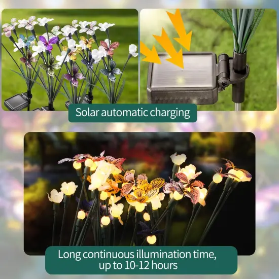 FENSAN Solar Garden Lights, Solar Lights Outdoor Garden, Garden Lights Solar Powered, Decor for Garden, Yard, Patio, Pathway, IP65 Waterproof, Solar Butterfly Lights Outdoor (2 Pack) {4}