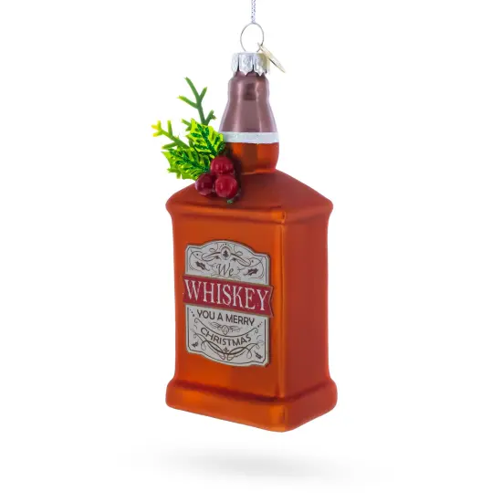Whiskey Bottle Glass Christmas Ornament {1}