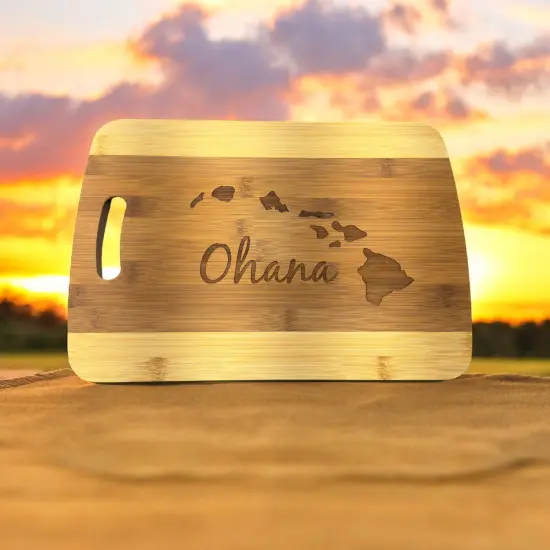 Ohana (family) Hawaii Cutting Board 14''x9.5''x.5'' Bamboo {6}