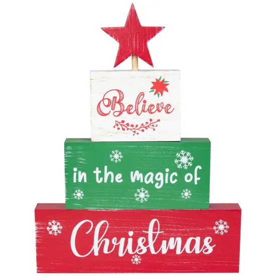 Northlight Believe in the Magic of Christmas Wooden Tree Sign - 12.5" Multi {3}