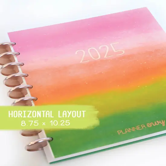 2025 Planner - Horizontal Layout, Disc Bound - "Rainbow Glitz" (#701) {1}