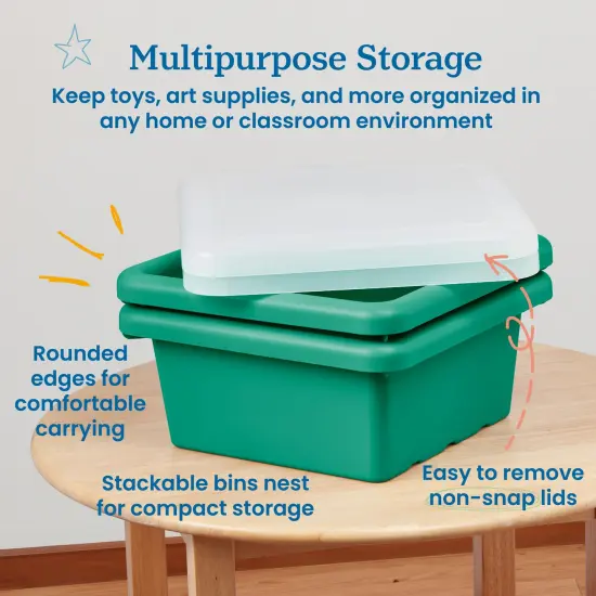 Square Bin with Lid, Storage Containers, 2-Pack Emerald {4}