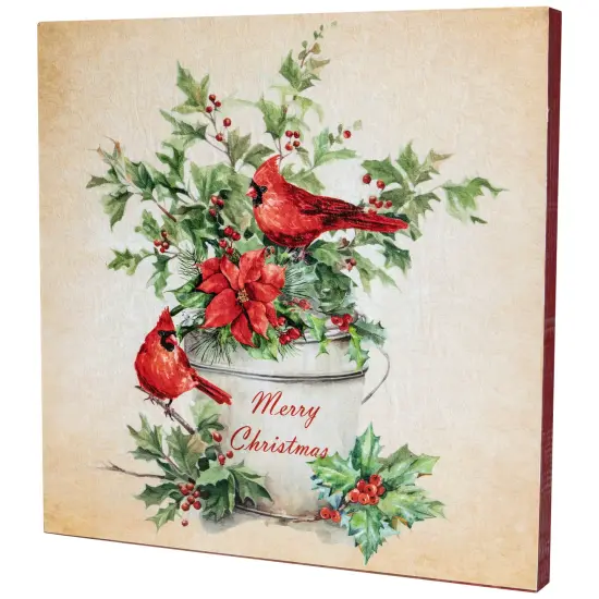 Northlight Cardinals Merry Christmas Wall Art- 11.75" x 11.75" Beige {5}