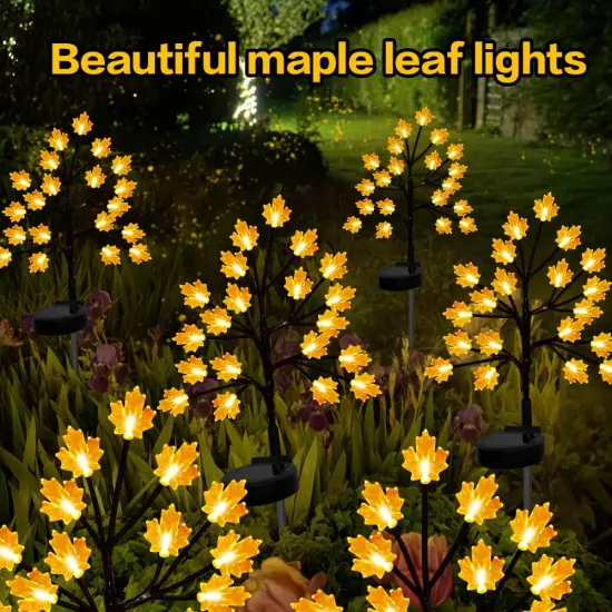 Solar Fall Lights for Thanksgiving Day Decorations Outdoor,2PACK 40LED Artificial Maple Tree for Fall Party Gifts D&eacute;cor Outside Lights,Solar Thanksgiving Path Lights for Home Fall Autumn Decor Orange {6}