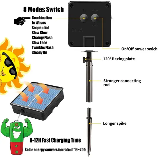 Solar Rope Lights Waterproof IP65 39FT 100LEDs Outdoor LED Solar Outdoor Lights for Party Garden Yard Home Wedding Christmas Halloween Holiday Tree Decoration Lighting {6}